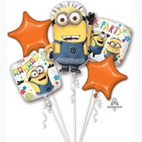 Despicable Me Minion Birthday Party Foil Balloon Bouquet - 5 Piece