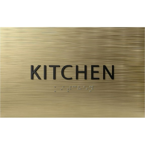ADA CENTRAL SIGNS - 6" X4" Kitchen Sign - ADA Compliant Tactile Graphics Grade 2 Braille Text Launch, Break Room Sign| Cookhouse, Mess Plastic Wall Signs for Offices, Hotels, Schools, and Restaurants