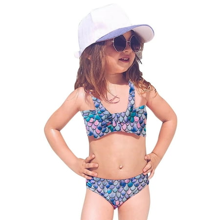 

Summer Baby Girls Bowknot Camouflage Printed Two Piece Swimwear Swimsuit Bikini Outfits