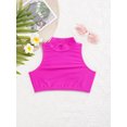 thumbnail image 5 of Sxiwei Kids Girls Dance Tank Crop Top Sleeveless Mock Neck Criss Cross Back Sport Bra Hot Pink 10, 5 of 7