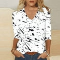 thumbnail image 2 of Jewelreauty Women Tunic Tops Elbow Length V Neck Floral/Plaid T-Shirts Summer Casual Basic Tee, 2 of 5