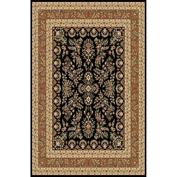 SAFAVIEH Lyndhurst Isadora Traditional Bordered Area Rug, Black/Tan, 6' x 6' Square