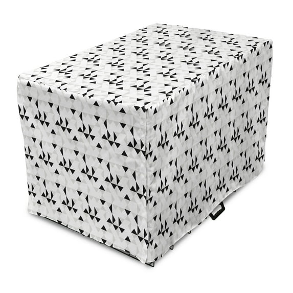 Abstract Art Dog Crate Cover, Geometric Triangles Shaping Contemporary Mosaic Tiles Minimalism, Easy to Use Pet Kennel Cover Small Dogs Puppies Kittens, 7 Sizes, Pale Taupe Charcoal Grey, by Ambesonne
