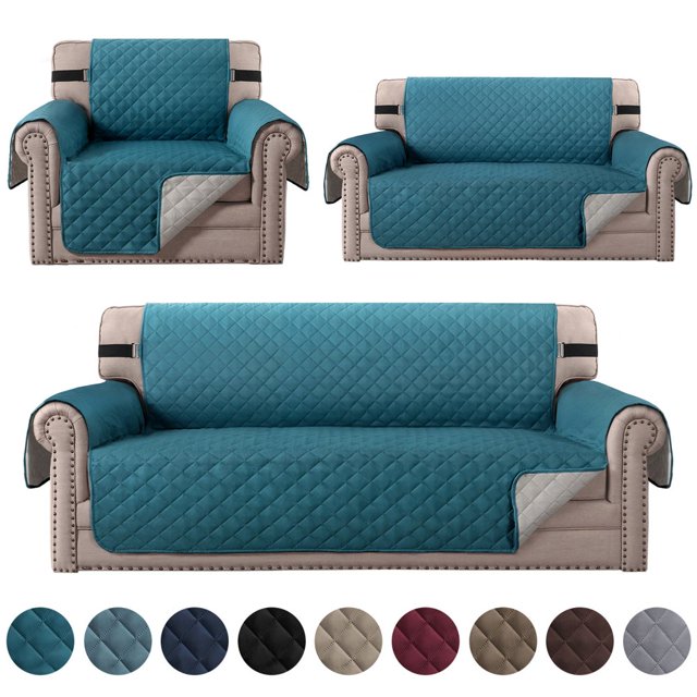 CHOK Couverture de Canapé Antidérapant Réversible Matelassé Housse de Canapé Imperméable Résistant à la Déchirure Protecteur de Meubles pour les Enfants Animaux de Compagnie 3 Tailles et 9 Couleurs