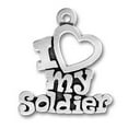 thumbnail image 1 of Sterling Silver 24" .8mm Box Chain I HEART LOVE MY SOLDIER Military Pendant Necklace, 1 of 2