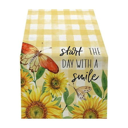 

HJQEQVD Table Runner Summer Lemon Sunflower Table Banner Border Home Table Coffee Table Decoration Table of Flax Printing 13X72 Inch E One Size