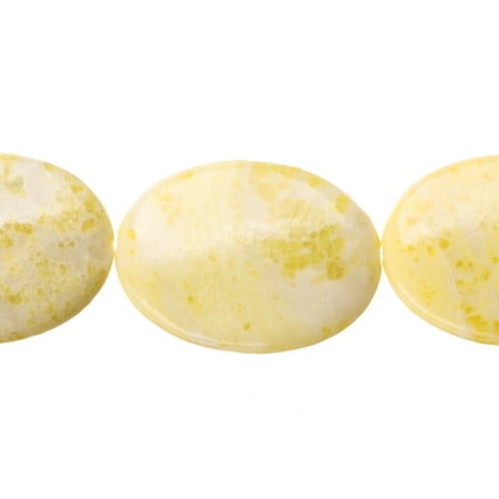 Quartz Flat Oval Beads Flat Golden Quartz Crystallite Oval Beads Semi Precious Gemstones Size: 32x23mm Crystal Energy Stone Healing Power for Jewelry Making ()
