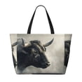 thumbnail image 2 of Easygdp Mystical Bull in Fog Bolsa de Viaje de Playa de Gran Capacidad, Bolsa Tote Perfecta para la Playa, Escapadas de Fin de Semana y Viajes, 2 of 7