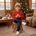 thumbnail image 6 of Boys Collared Sweatshirt Casual Solid Color Polo Long Sleeve Shirt Waffle Texture Boys Pullover Loose Plain Sweatshirt with Buttons, 6 of 9