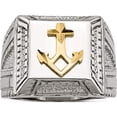 thumbnail image 1 of Stainless Steel Polished With Sterling Silver Yellow Ip-Plated Anchor Ring (Size 9) Made In China sr471-9, 1 of 5