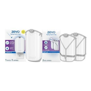 Zevo Flying Insect Trap, Fly Trap   Refill Cartridge Pack (1 Plug-in Base   3 Total Refill Cartridges)