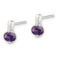 thumbnail image 2 of Auriga Fine Jewelry 925 Sterling Silver Oval Purple CZ Stud Earrings for Women, 2 of 4