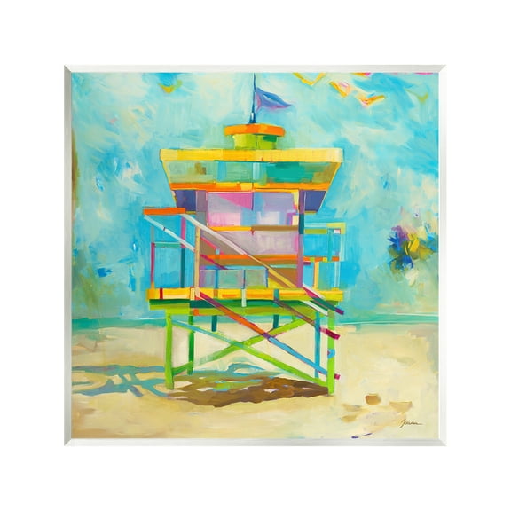 Stupell Industries Modern Lifeguard Hut Abstract Painting Unframed Art Print Wall Art, 12 x 12
