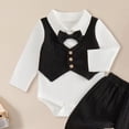 thumbnail image 4 of Emitonse Toddler Boys Suit with Suspender Boys Formal Vest Suit Babys First Birthday Gentlemans Bow Tie Overalls Suit Piano Performance Outfit Black,Size 6-9 Months, 4 of 5
