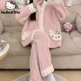 thumbnail image 2 of Sanrio-Pijama de Hello Kitty para mujer, camisón de lana de Coral de estilo coreano, ropa de casa de franela de dibujos animados para estudiantes, otoño e invierno, nuevo, 2 of 5
