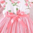 thumbnail image 6 of Odeerbi Kids Girls Tulle Dress Ruffle Cap Sleeve Floral Dress New Floral Print Sleeveless Patchwork Solid Color Mesh Cotton Dress 4Y-7Y Pink, 6 of 9