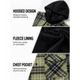 thumbnail image 6 of GIRUNS Men's Plaid Shirts Jacket Fleece Flannel Lined Long Sleeve Shirts Sherpa Button Down Coat With Hood Black Light Green L, 6 of 9