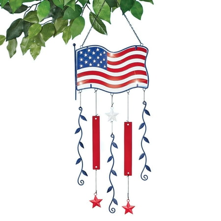 Glossy Decorative Glass USA Flag Shiny Glass Suncatcher Dangler - Patriotic Hanging Outdoor Decorative Accessory ()
