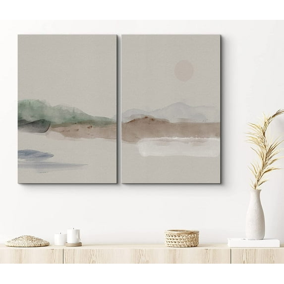 PixonSign Canvas Print Wall Art Set Abstract Tan Mountain Range Nature Wilderness Illustrations Modern Art Chic Landscape Colorful Multicolor Ultra for Living Room, Bedroom, Office - 16"x24"x2