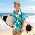 thumbnail image 6 of Boys Hawaiian Shirt Casual Lightweight Short Sleeve Tops Tropical Print Summer Beach Vacation Party Button Down Shirt,Sizes 3-15, 6 of 8
