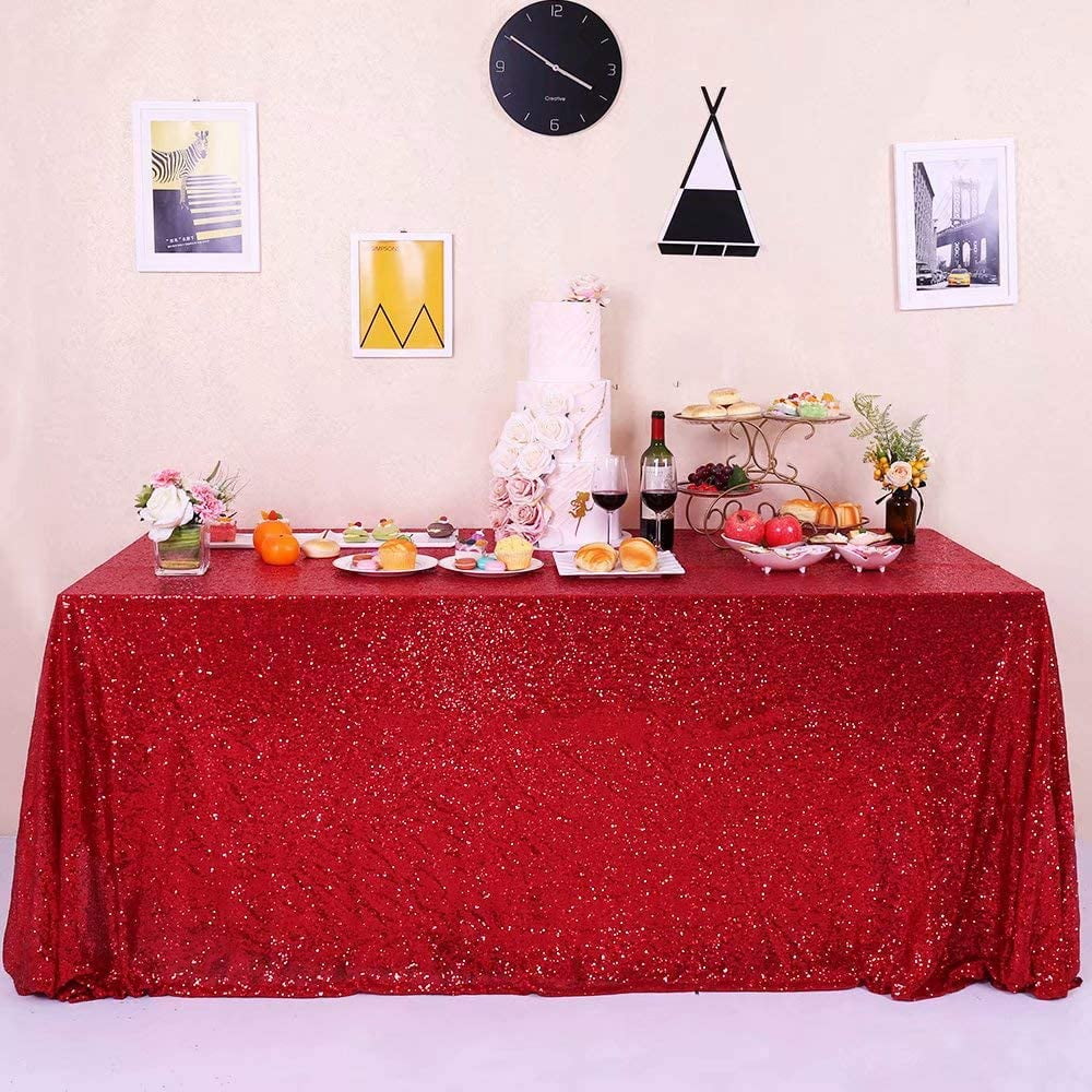 60''x126'' Sparkly Sequin Tablecloth Wedding Party Table Cover Banquet Decor 
