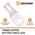 thumbnail image 3 of Selterm 10 Terminales De Alambre De Cobre Estañado De 2/0 Awg-3/8 Pulgadas, Extremos De Cable De Batería De Alta Resistencia, Terminales De Anillo De Calibre 00, Terminales De Batería Ul, Ojales De Co, 3 of 5