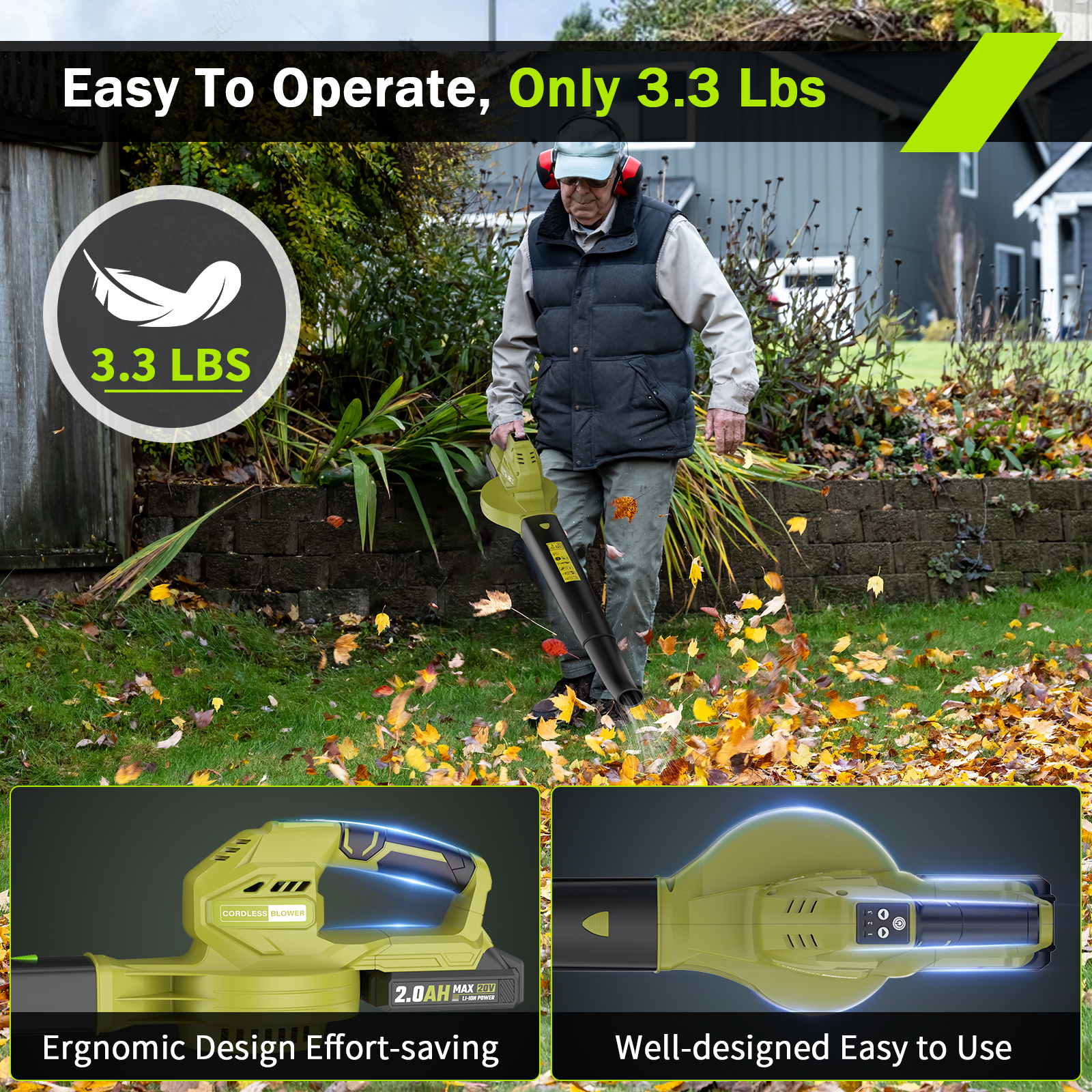Seyvum 20V Cordless Leaf Blower with 2 Batteries photo 2