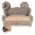 thumbnail image 3 of THE LICKER STORE Classic 27.5" x 18" Mediterranean Handwoven Rattan Pet Daybed with Machine-Washable Cushion, Kubu Gray, DBD1004A, 3 of 9