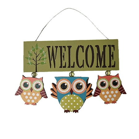 

TWCTUWEN Wooden Garland Beads Short Welcome Sign Wood Owl Spring Door Sign Wedding Door Sign Welcome Wall Sign Stain Glass Window Hanging Birds Chandelier Bead Rope