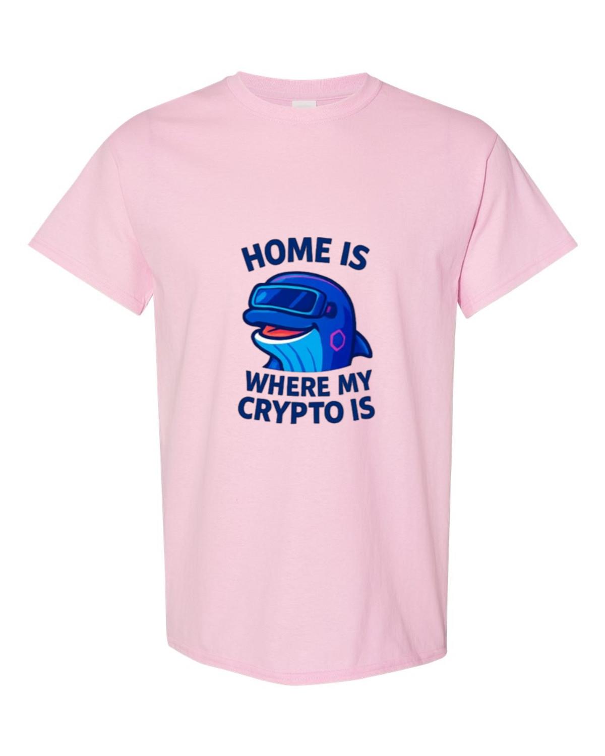 Home Is Where My Crypto Is Bitcoin Ethereum Blockchain Investor Finance T-Shirt, for men & women, up to size 5XL