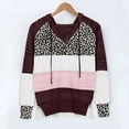 thumbnail image 4 of Aoochasliy Womens Sweaters Pullover Clothes Leopard Patchwork V-Neck Hooded Sweater Blouse Tops, 4 of 6