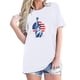 thumbnail image 2 of Tops Cortos para Mujeres Bandera de Moda Impresa Cuello Redondo, Camiseta de Manga 3/4 para Uso Diario, Casero Y Cómodo, 2 of 4