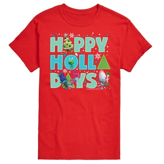 Trolls Movie - Christmas - Happy Holla Days - Poppy, Branch, & Guy Diamond - Men's Short Sleeve Graphic T-Shirt