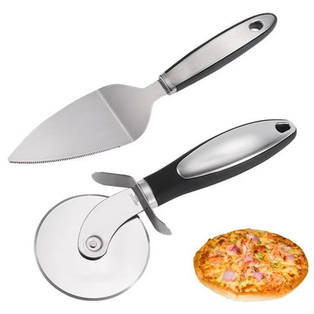 

AmaMary Premium Pizza Cutter Stainless Steel Pizza Cutter Wheel And Triangular Spatula Easy To Cut and Clean Super Sharp Pizza Slicer Dishwasher Safe Handles Both Large and Small Pizzas