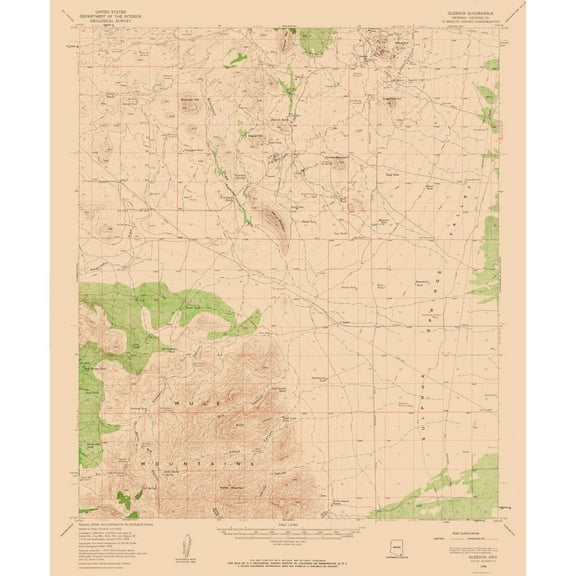 Topographical Map - Gleeson Arizona Quad - USGS 1958 - Vintage Wall Art