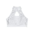 thumbnail image 3 of YEAHDOR Kids Girls Shiny Sequins Crop Top Sleeveless Hollow Front Dance Training Tops White 8, 3 of 5
