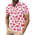 thumbnail image 4 of TaTaai Men's Valentine Print Turndown Collar Quarter Sleeve Pullover, Valentine's Day Gift, Casual Daily Outdoor T-Shirt Gift, 4 of 5