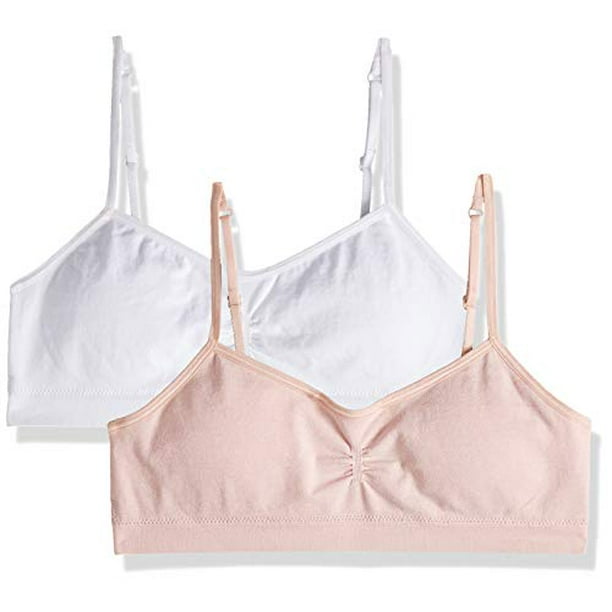 Hanes Girls' 2pk Seamless Bra - Pink/White XL