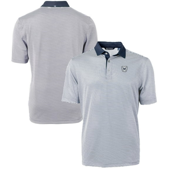 Men's Cutter & Buck  Navy/White Butler Bulldogs Big & Tall Virtue Eco Pique Micro Stripe Recycled Polo