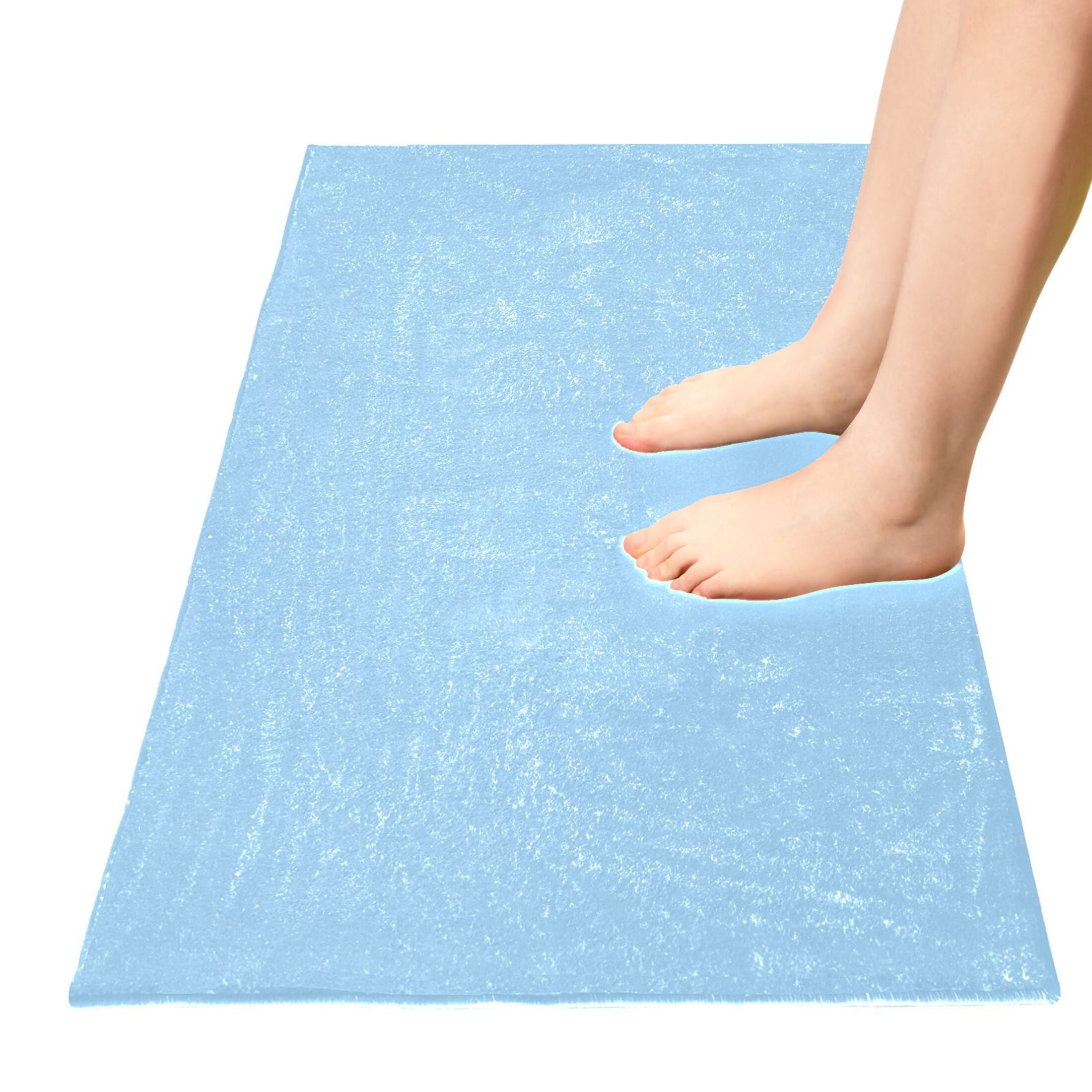 Light Sky Blue Bath Mat 39x20 Non-Slip Bathroom Rugs Absorbent Soft Plush Quick Dry for Tub Shower Kitchen Home Decor