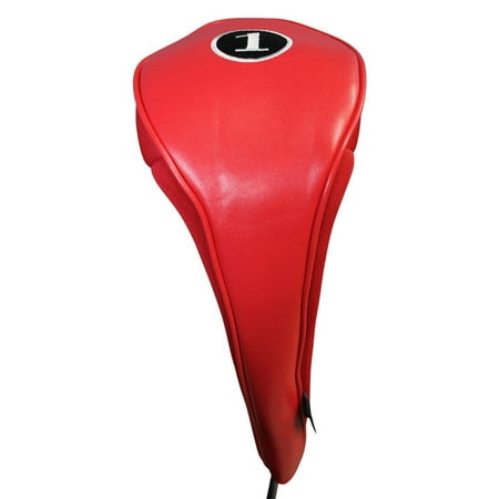 New Red Zipper Driver 1 Leatherette Neoprene Golf Club head cover Fits Drivers up to 460cc Headcover prevents Scratching Chipping (Best Club For Chipping Around The Green)