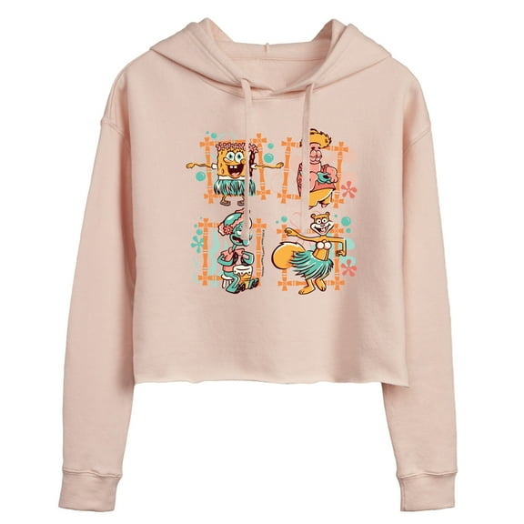 SpongeBob SquarePants - Tiki Squares - Juniors Cropped Pullover Hoodie