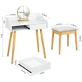 thumbnail image 2 of Oumilen Modern Vanity Set with Stool and Round Mirror, White, 2 of 8