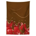 thumbnail image 3 of Ambesonne Strawberry Tablecloth Rectangular Table Cover, Strawberries Chocolate, 60"x90", Brown Red, 3 of 4