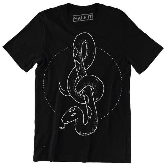 Snake As A Treble Clef In White Line Cool Dark Music Men's T-Shirt
