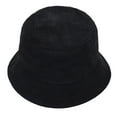 thumbnail image 2 of Anvazise Bucket Hat Folding Plain Low Profile Solid Color Casual Keep Warm Corduroy Winter Thermal Men Women Fisherman Cap for Outdoor Black, 2 of 13