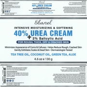 Ebanel Urea Cream 40% plus Salicylic Acid 2%, Foot Cream for Dry Cracked Heels Feet Knees Elbows Hands, Foot Dead Skin Cuticle Callus Remover Toenail Softener, Keratolytic Skin Barrier Repair