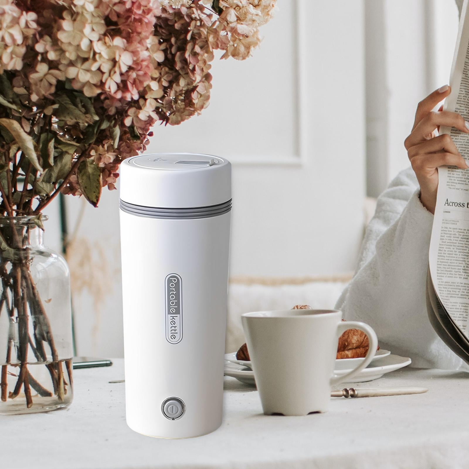 Portable Electric Kettle,Portable Electric Kettle Electric Tea Kettle Home,Electric Kettle Stainless Steel 350ml,Small Electric Kettle Personal Hot Water Boiler,Tea Hot Water Kettle Small white