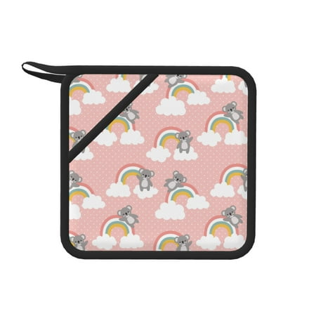 

1 PCS Pot Holders for Kitchen - Heat Resistant Silicone Pot Holders with Hanging Loop Cute Rainbow Koala Non Slip Oven Hot Pads Potholders for Decor Baking Cooking Kitchen
