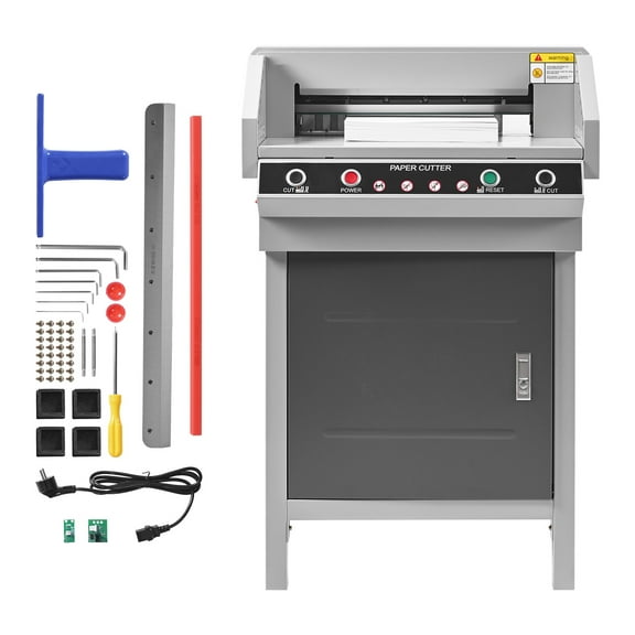 KFFKFF Electric Paper Cutter, Durable Metal Cutting Machine, 17.72-inch Cutting Width, 1.57-inch Cutting Capacity, Electric Guillotine Trimmer with Infrared Guidance and Extra Blade